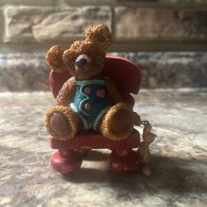 NWOT-Vintage Wooden Teddy Bear Christmas Ornament
